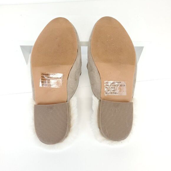Torrid Faux Fur Slip On Mules Neutral Size 9WW - Picture 9 of 10